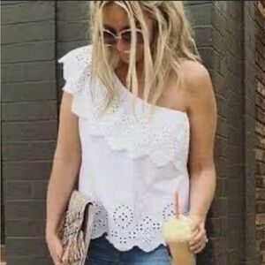 Abercrombie & Fitch White One-Shoulder Top